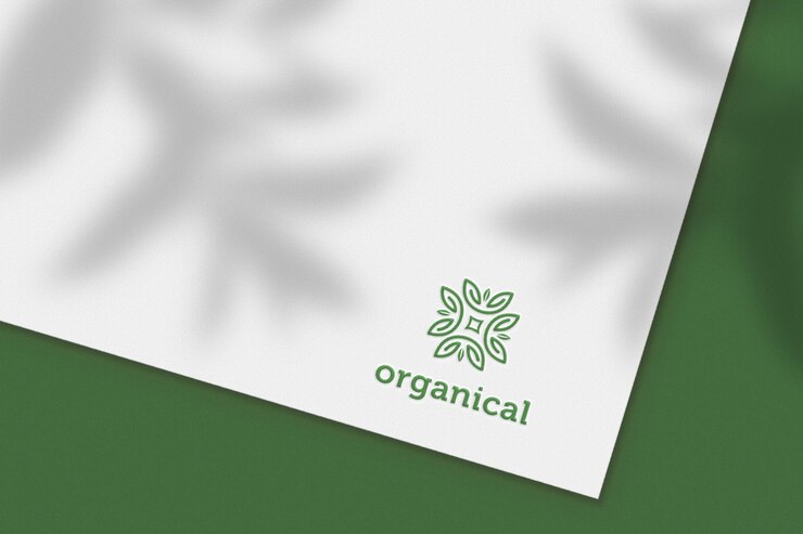 Leaf nature logo mockup on white paper