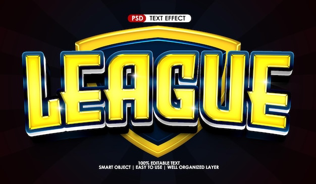 PSD league esport game premium efekt żółtego tekstu