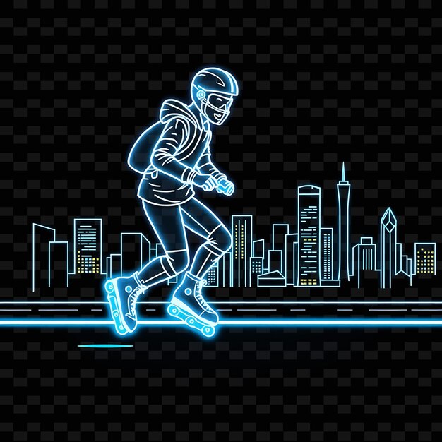Lean Rollerblader z łyżwami Neon City Art Design z chłodnym niebieskim i szarym kolorem mieszanym