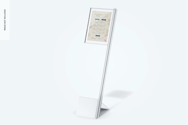 Leaned menu stand mockup, right view