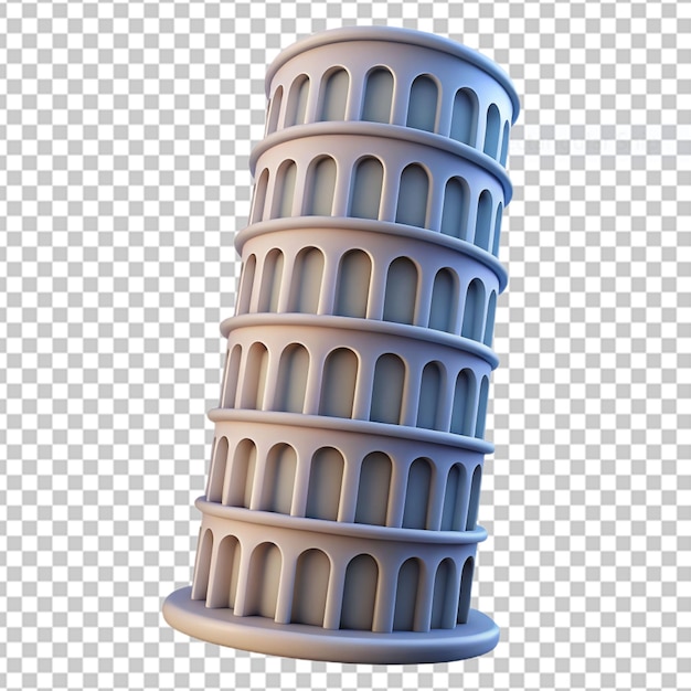 PSD torre inclinata di pisa su sfondo trasparente illustrazione di rendering 3d