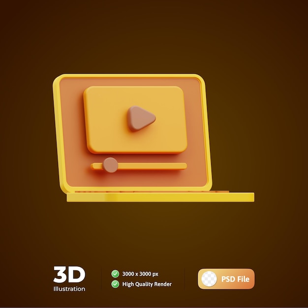 Lear tutorial video Online Education 3D Illustration