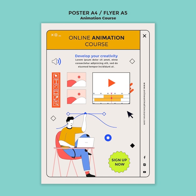 PSD learn animation flyer template