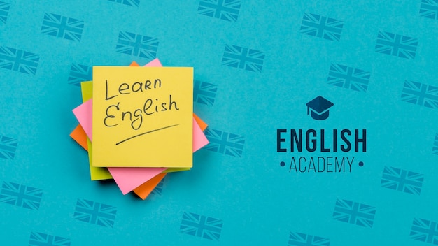 Learn english sticky notes mock-up