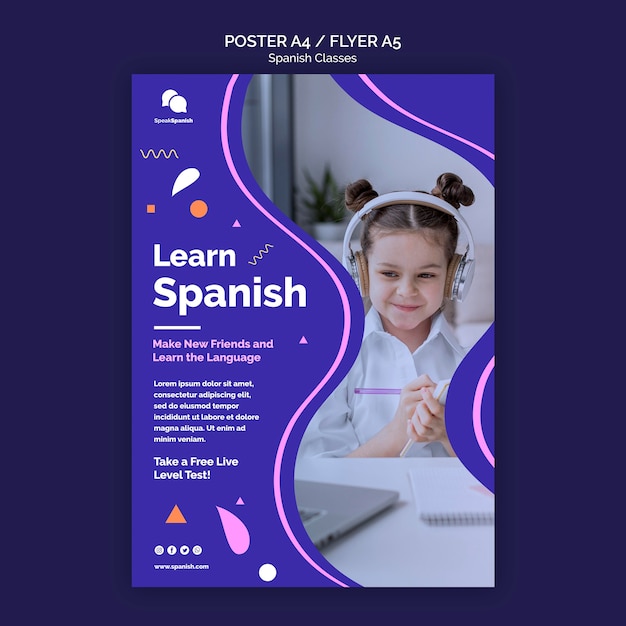 PSD learn spanish flyer template