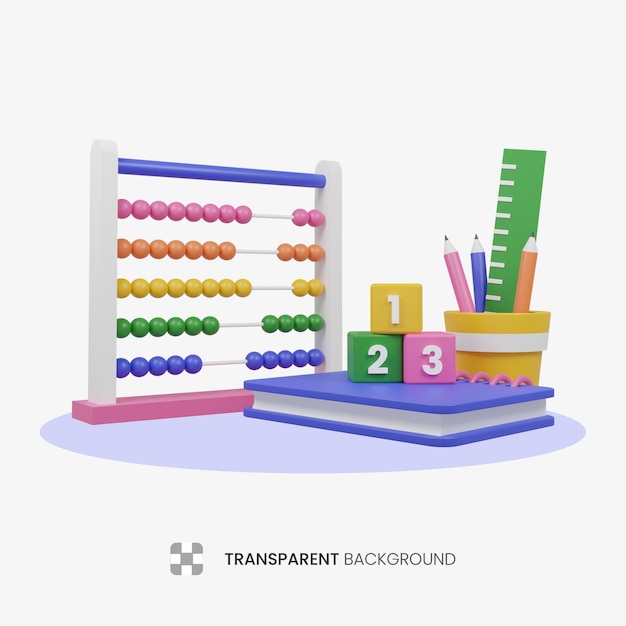 PSD learning abacus 3d illustration