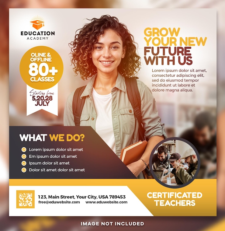PSD learning center promotion social media post psd