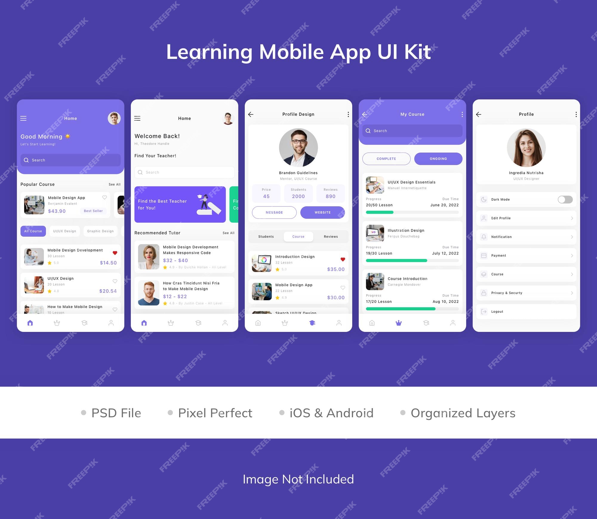 Premium Psd Learning Mobile App Ui Kit Premium Psd Learning Mobile App Ui Kit