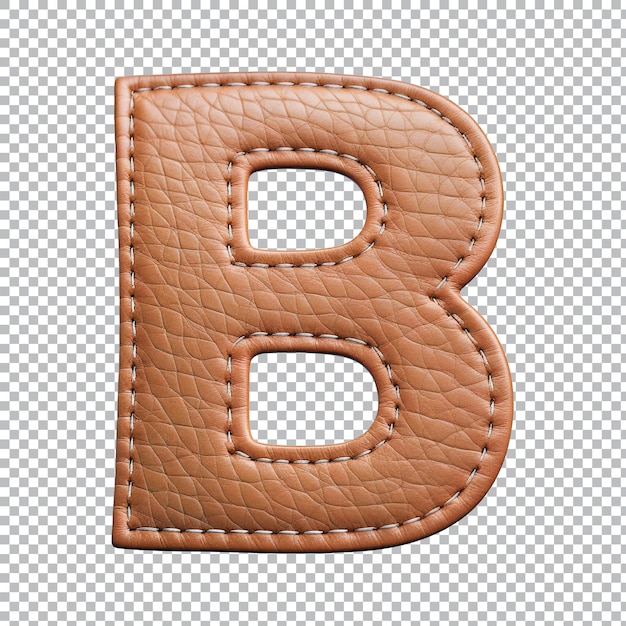 PSD leather alphabet b on transparent background