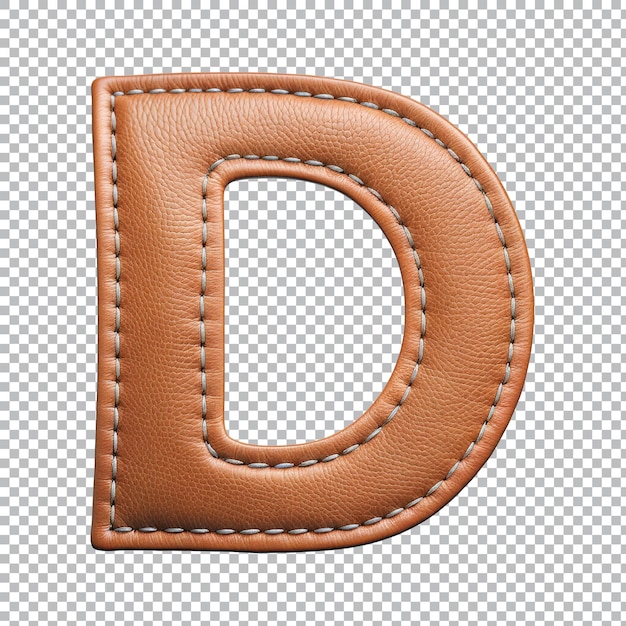 PSD leather alphabet d on transparent background