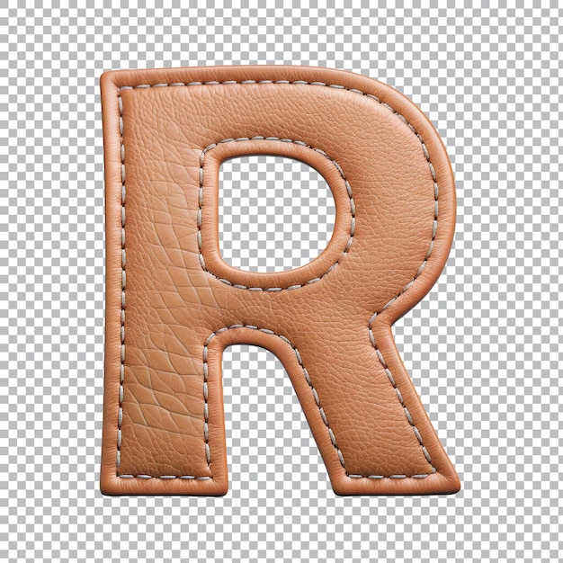 PSD leather alphabet r on transparent background