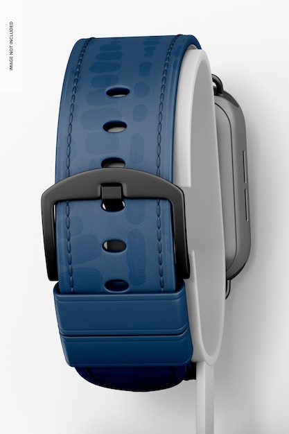 Leather band for smartwatch mockup close up 02