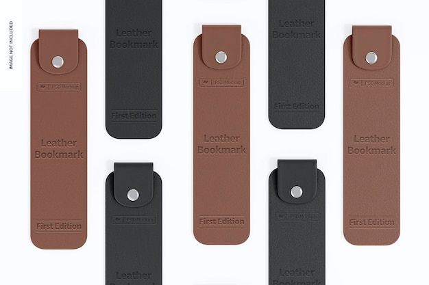 PSD leather bookmarks mockup