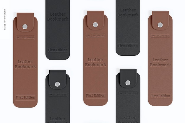 Leather bookmarks mockup