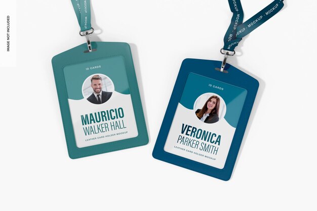 PSD mockup di portatori di carte in pelle vista superiore