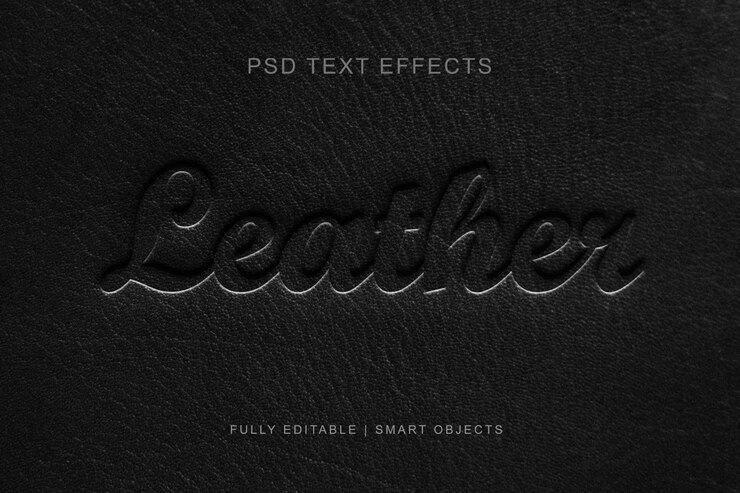 PSD leather editable layer style text effect