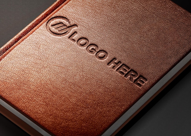 PSD leather embossed logo mockup