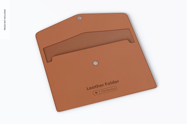 Leather folder mockup, top view