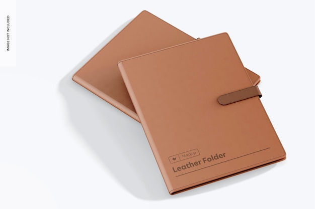 Leather folder with tab mockup, closed