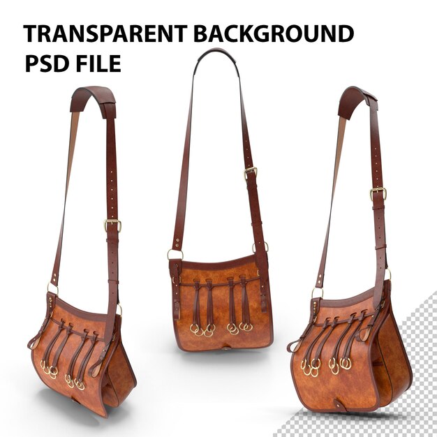 PSD leather hunting brown handmade bag png