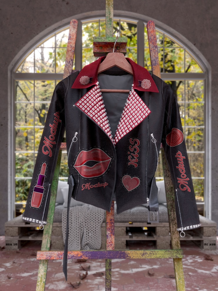 PSD leather jacket mock-up design for women