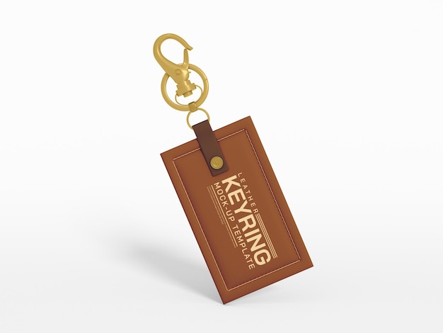 Leather keychain keyring branding mockup