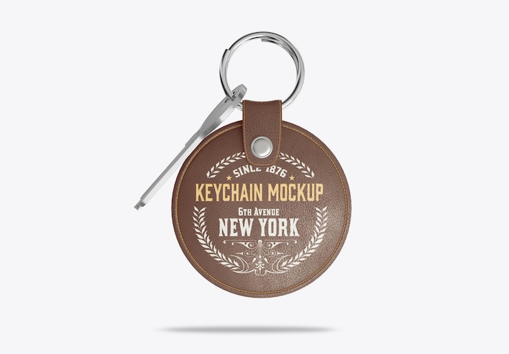 PSD leather keychain mockup