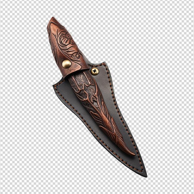 PSD leather knife sheath isolated on transparent background