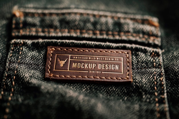 PSD leather label jeans  mockup