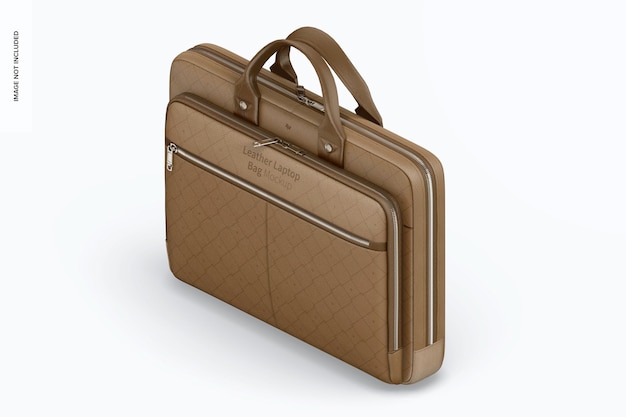 Leather Laptop Bag Mockup, Isometric Left View