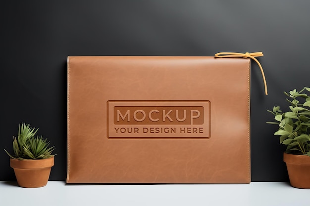 PSD mockup di custodia per laptop e tablet in pelle