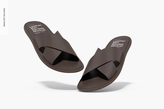 Leather Men Sandals Mockup, Falling