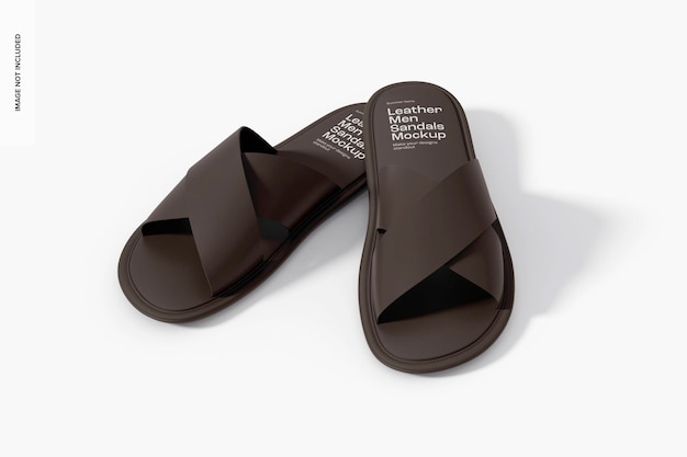 Leather men sandals mockup, perspective