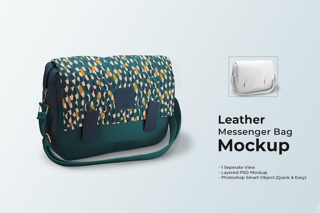 PSD leather messenger bag mockup