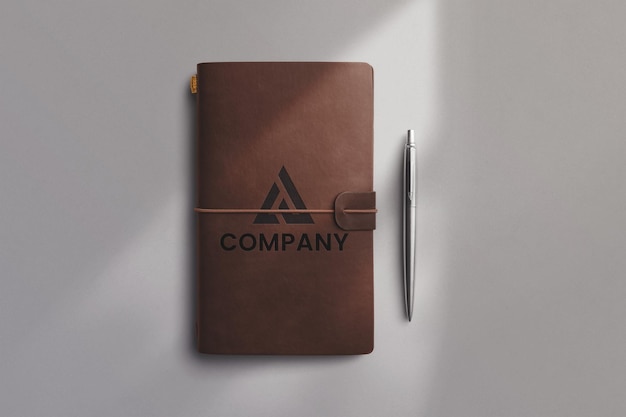 leather notebook logo mockup travel journal branding template