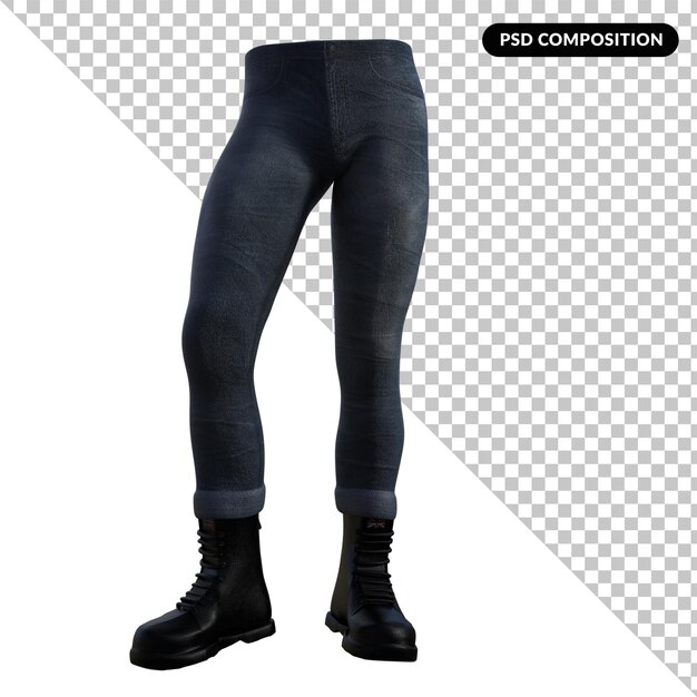 Pantaloni in pelle in stile moda isolato 3d