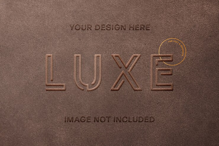 PSD leather stamp logo mockup