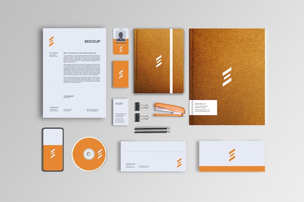 PSD leather styles stationary mockup template