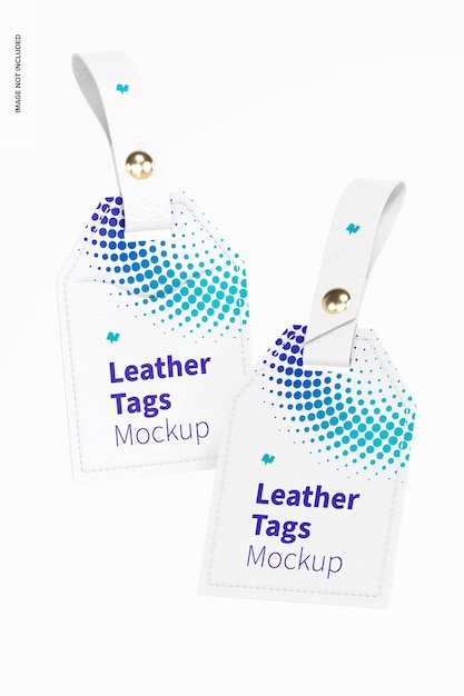 Leather tags mockup, floating