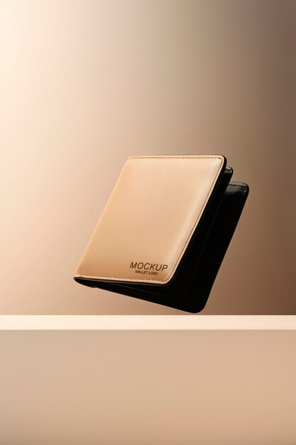 PSD leather wallet logo mockup design