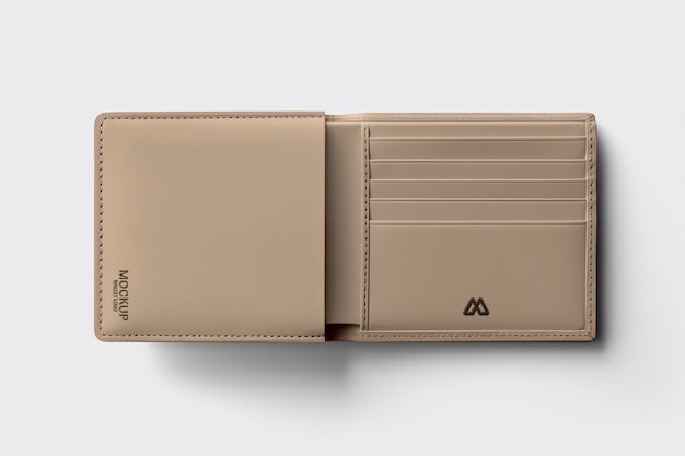 PSD leather wallet logo mockup design