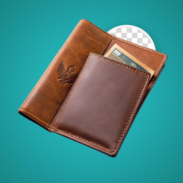 PSD leather wallet with coin pocket isolated