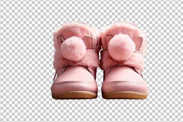 PSD leather warm kids boots with fluffy balls