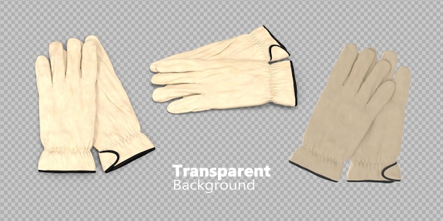 leather work gloves on transparent background