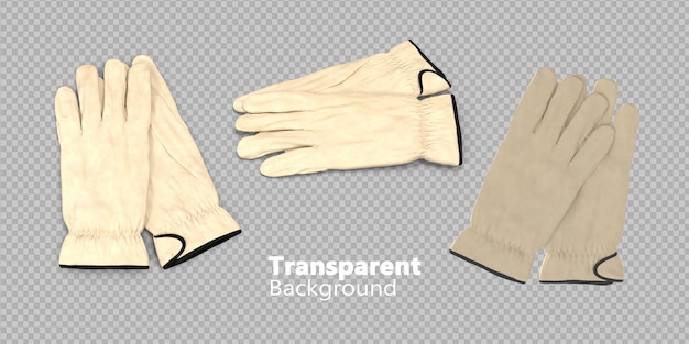 PSD leather work gloves on transparent background