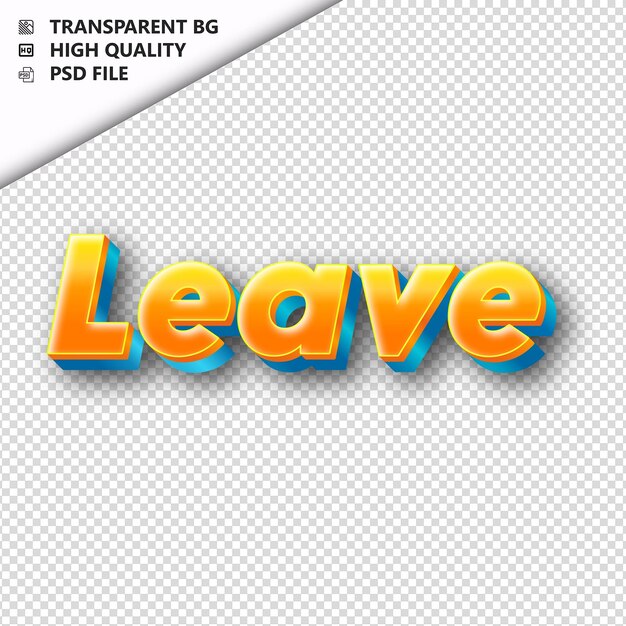 PSD leavemade from orange text with shadow transparent isolated