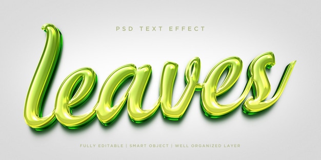 Leaves 3d style text effect