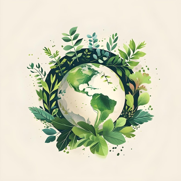 Leaves of change clean earth day typography with a green touch