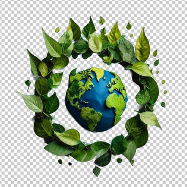 Foglie che formano una forma di terra ecosostenibile promuovono la giornata mondiale dell'ambiente