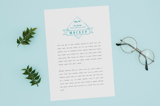 Leaves and glasses botanical mock-up